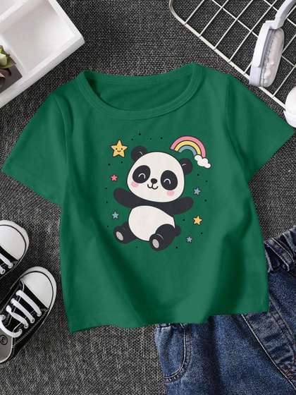 FIONAA TRENDZ Kids Panda
                    Printed Pure Cotton T-shirt