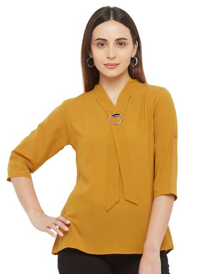 G0-4 IT Women
                          Solid Mustard Necktie Top