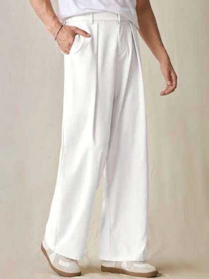 COVZ Men Korean
                          Loose Fit Easy Wash Pleated Trousers