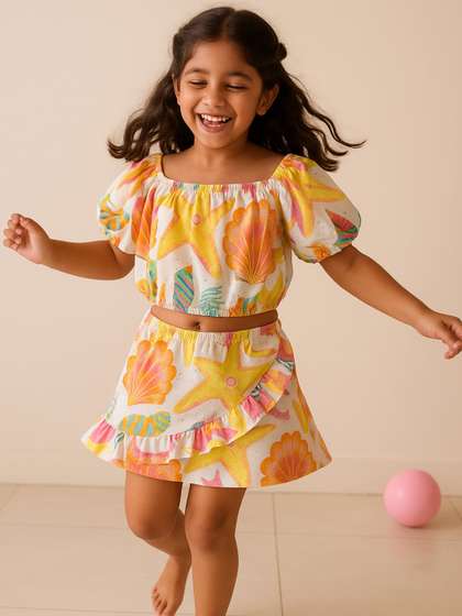 TALES & STORIES
                    Girls Printed Pure Cotton Top & Skirt