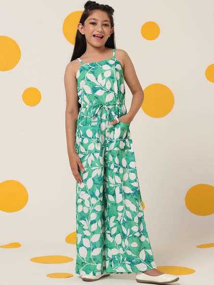 Cherry & Jerry Girls
                    Turquoise Blue Printed Basic Jumpsuit