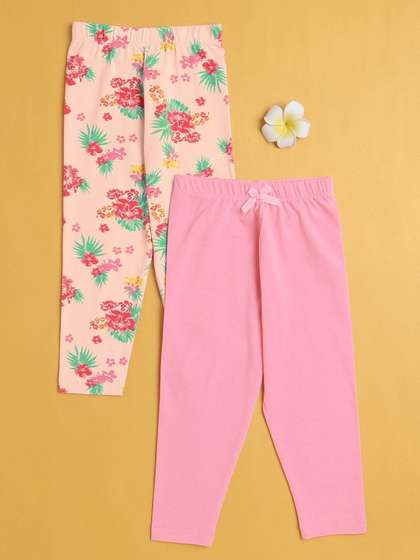 BUMZEE Girls Pack Of 2
                    Printed Cotton Ankle Length Leggings
