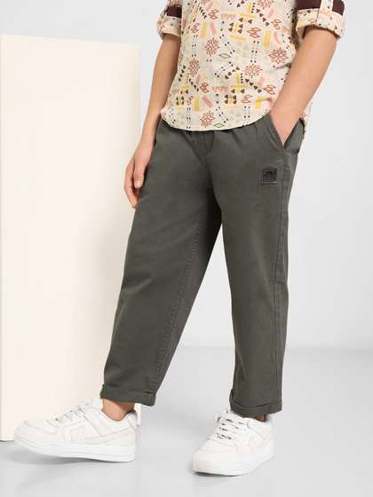 Pantaloons Junior Boys
                    Cotton Solid High-Rise Regular Fit Trousers