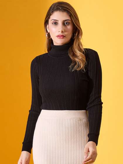 98 Degree North
                        Women Ribbed High Neck Cotton Pullover