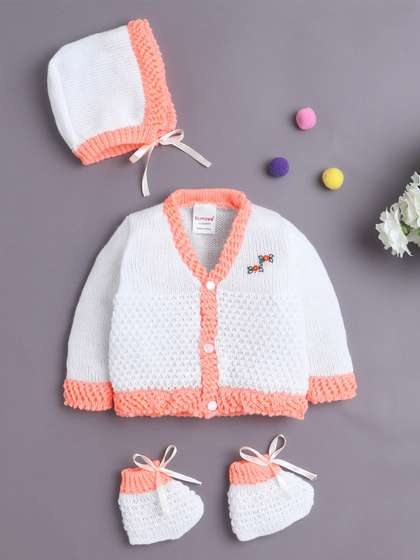 BUMZEE Girls Cable Knit
                    V-Neck Sweaters With Cap & Socks