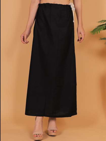 Mytrendzs Women
                        Black Solid Cotton Saree Shapewear With
                        Drawstring Waist