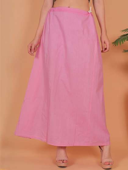Mytrendzs Women
                          Baby Pink Solid Cotton Saree Shapewear With
                          Drawstring Waist