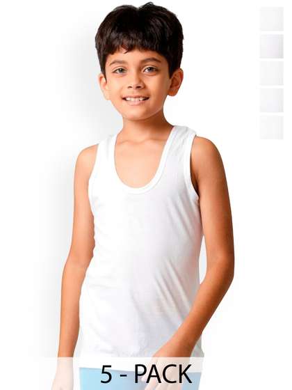 DRAKO Boys Pack Of 5
                      Round Neck Cotton Basic Vests D_kids_WB_0-6m