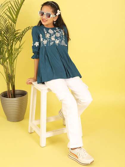 BAESD Girls Floral
                      Embroidered Top
