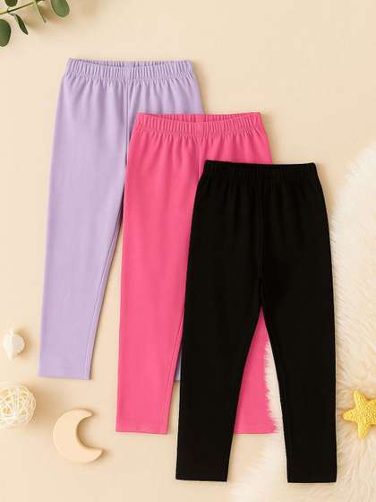 YK X Trampoline Girls
                    Pack Of 3 Slim Fit Cotton Ankle Length Leggings