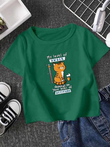 FIONAA TRENDZ
                    Kids-Unisex Green Cotton Tshirts