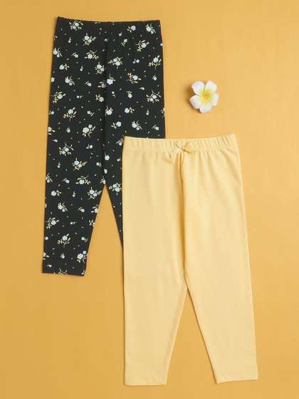 BUMZEE Girls Pack Of 2
                    Printed Cotton Ankle Length Leggings