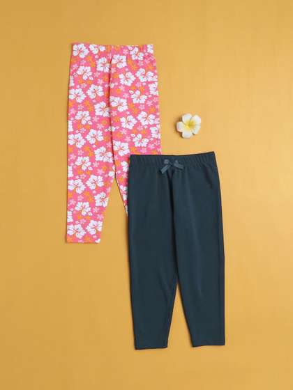 BUMZEE Girls Pack Of 2
                    Printed Cotton Ankle Length Leggings