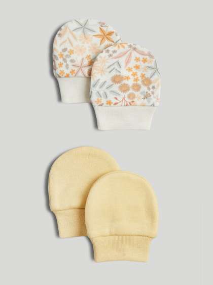 mothercare Girls Pack Of
                    2 Classic Wild Daisy Printed Organic Cotton Mittens