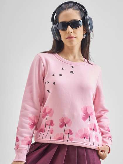 Tokyo Talkies Women
                        Pink Printed Sweatshirt