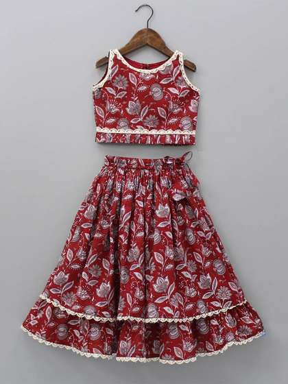 BAESD Girls Printed
                    Ready to Wear Cotton Lehenga & Choli