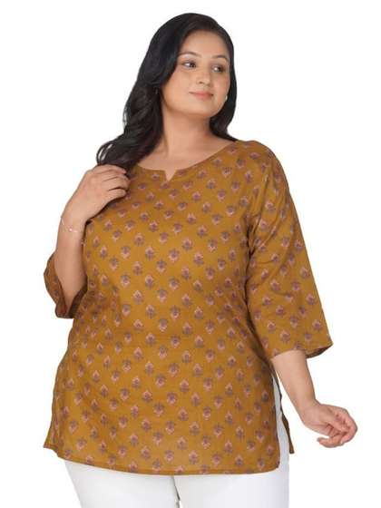 30 Looks Dark
                        Mustard Plus Size Cotton Printed Kurti