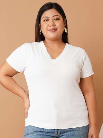 U&F Beyond Plus
                        Size Women Ribbed Fitted Top