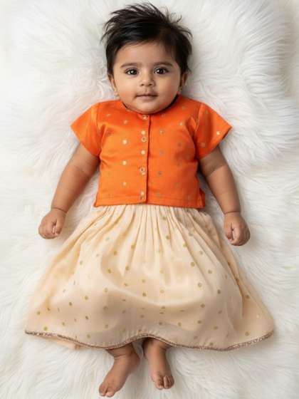 Sangria Girls Printed
                      Silk Zari Lehenga and Blouse Set