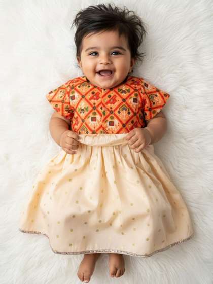 Sangria Girls Ready to
                    Wear Zari Detail Lehenga With Patola Blouse