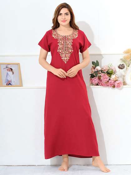 EASY MOM Women
                        Cotton Maxi Nightdress