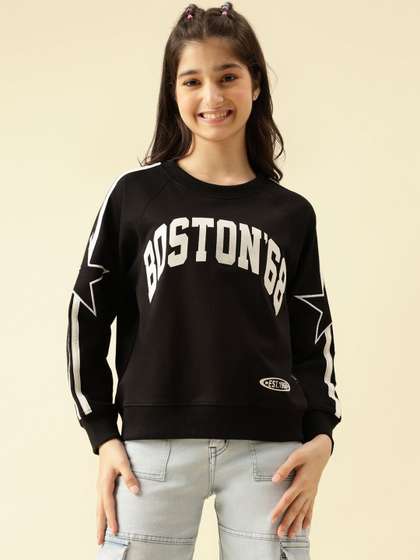 Lil Tomatoes Girls Black
                    Printed Cotton Sweatshirt