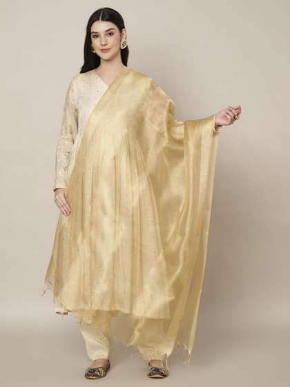 MUFFLY Striped
                          Cotton Silk Dupatta