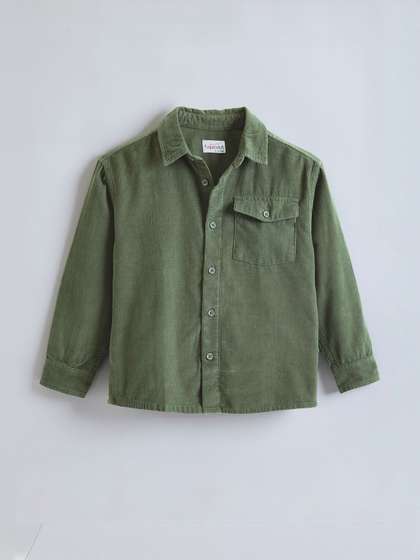 Hopscotch Kids Boys
                    Olive Polyester Casual Shirt