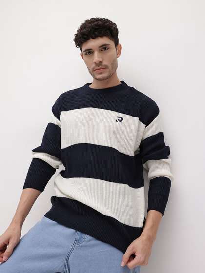 The Roadster Life
                        Co. Monochrome Striped Round Neck Pullover