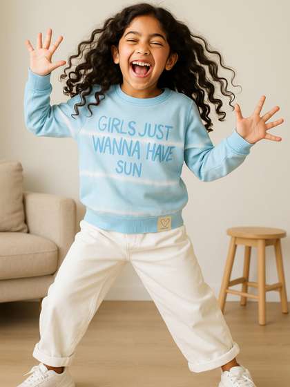 TALES & STORIES
                    Girls Typography Printed Pullover