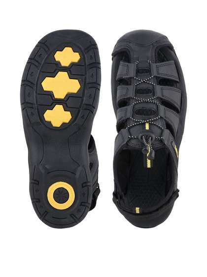 FUEL Men Black Lace Up
                    Velcro Closure Fisherman Sandals