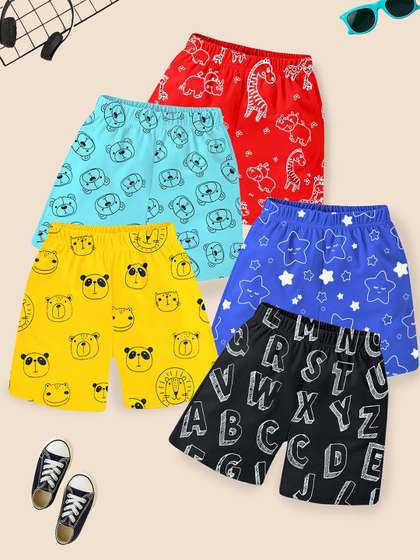 YK Boys Pack Of 5
                    Multicolored Printed Cotton Shorts
