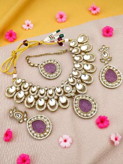 BFC - BUY FOR CHANGE
                        Women Purple & Gold Plated Artificial Stones
                        Alloy Jewellery Set