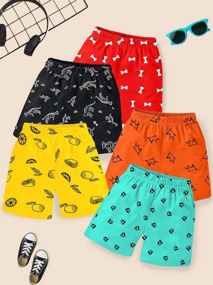 YK Boys Pack of 5
                      Cotton Regular Fit Printed Shorts
