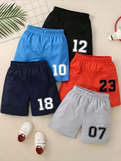 YK Boys Pack Of 5
                    Printed Mid-Rise Shorts