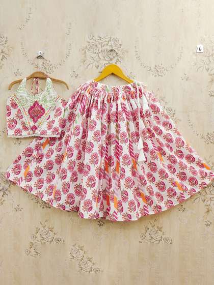 JOVK DESIGN Girls
                        Printed Ready To Wear Lehenga & Blouse
