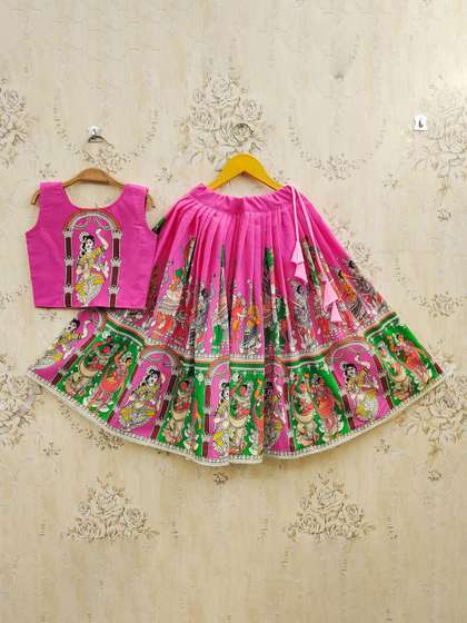 JOVK DESIGN Girls
                          Printed Ready To Wear Lehenga & Blouse