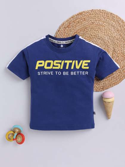 YK X Tinyo Boys
                    Typography Printed Pure Cotton T-shirt