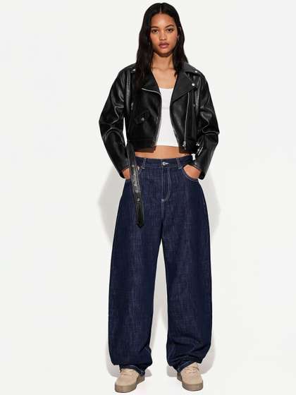 Bershka Leather
                        effect biker jacket