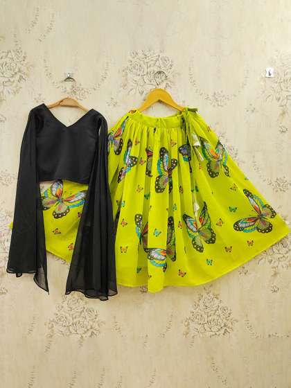 JOVK DESIGN Girls
                      Printed Ready to Wear Lehenga & Blouse