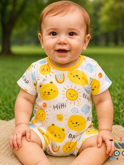Sun & Shine Kids
                    Unisex White 100% Cotton Printed Romper