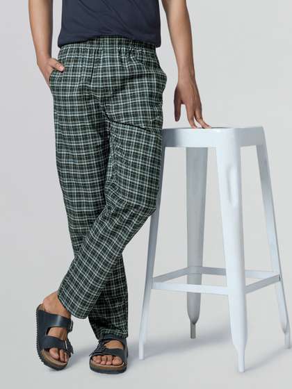 XYXX Men Black &
                        Grey Checked Pure Cotton Antimicrobial Lounge
                        Pants