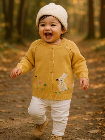 MeeMee Kids Floral Self
                    Design Cotton Sweater