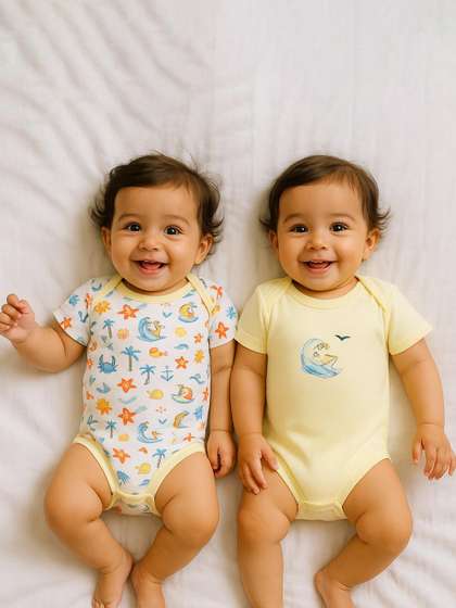 MeeMee Infants Pack Of 2
                    Printed Cotton Bodysuits