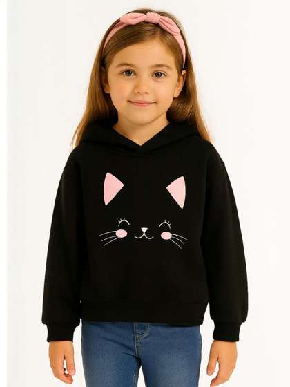 BLARY FASHION PLANET
                    Girls Printed Hooded Sweatshirt