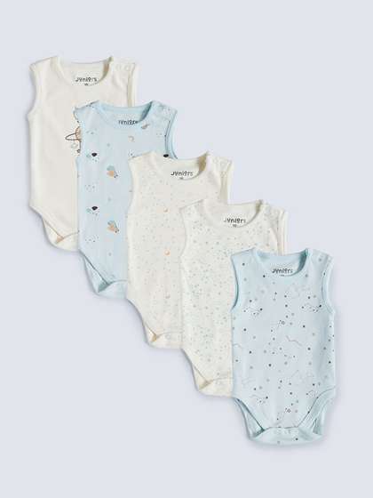 Juniors by Babyshop
                    Infant Boys Pack Of 5 Printed Sleeveless Bodysuit