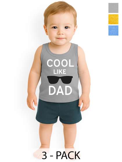 KidBee Kids Pack Of 3
                    Typography Printed Round Neck Pure Cotton Vests