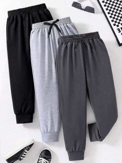 YK X Trampoline Kids
                    Pack Of 3 Solid Cotton Regular Joggers