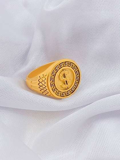 Saizen Men Gold-Plated
                    Dollar King Adjustable Finger Ring