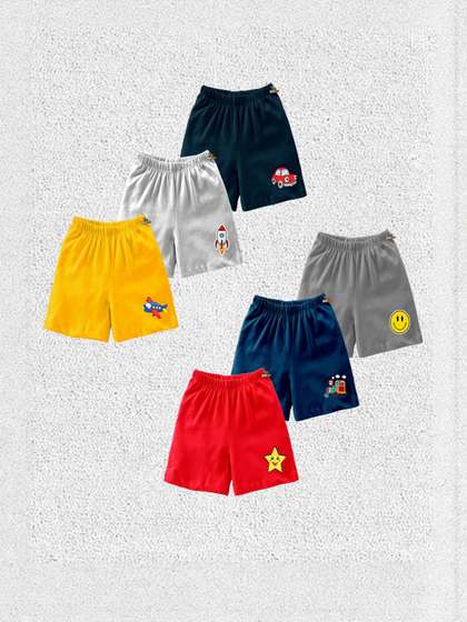 KidBee Kids Pack of 6
                    Pure Cotton High-Rise Outdoor Shorts